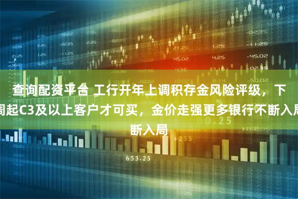 查询配资平台 工行开年上调积存金风险评级，下周起C3及以上客户才可买，金价走强更多银行不断入局